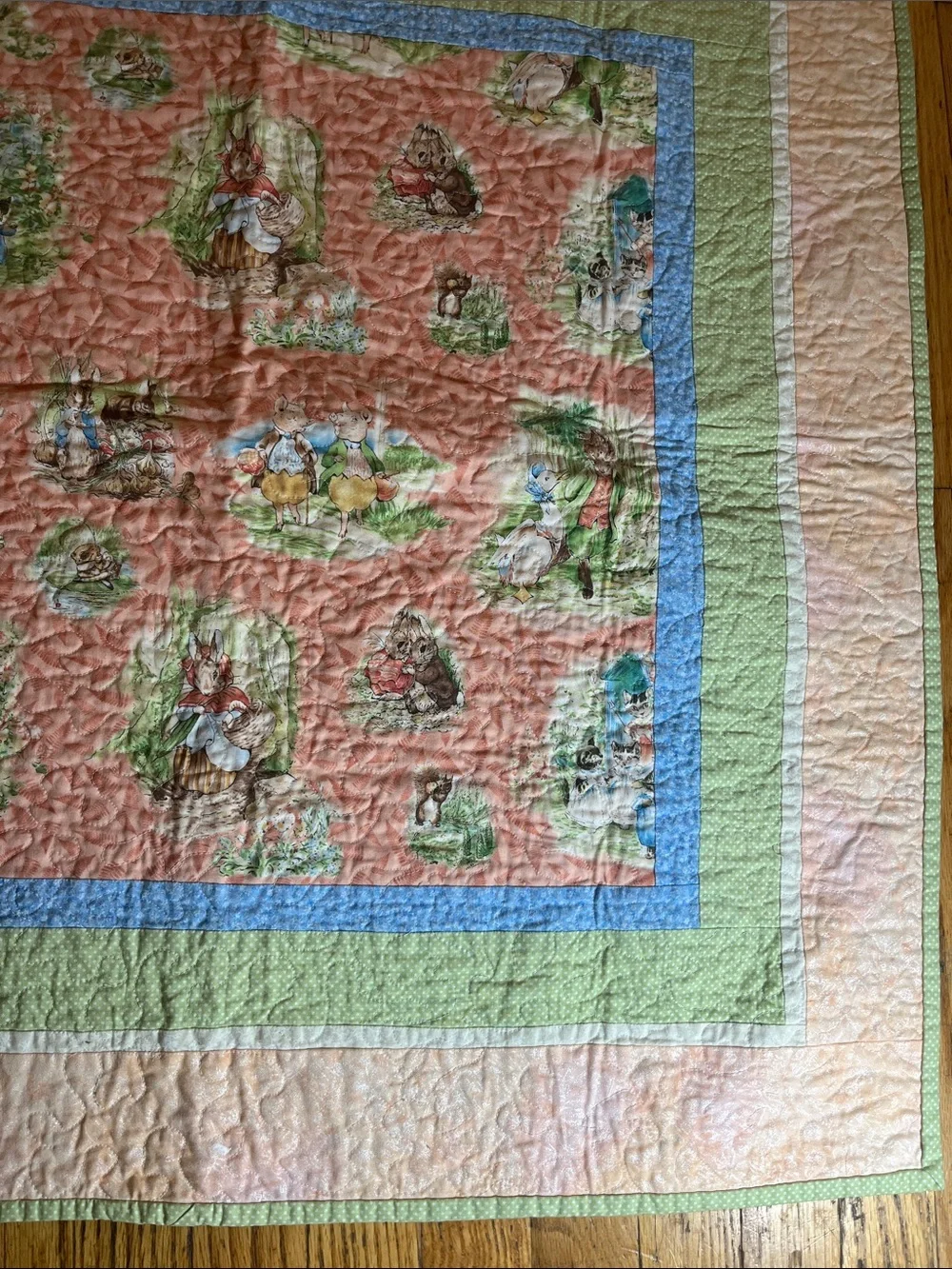 Beatrix Potter Peter Rabbit Handmade Quilt  32”x 32”